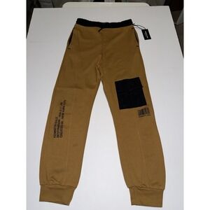 Kenneth Cole Boys Jogger Pants 14 Kid Tan Cargo Pocket Drawstring Athleisure NWT